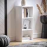 Vida Designs Oxford 3 Tier Cube Bookcase, White Wooden Shelving Display Storage Unit Office Living Room Furniture
