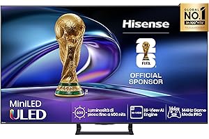 Hisense TV 65" Mini-LED 144Hz 4K 2025 65E8Q, Smart TV VIDAA U8, Dolby Vision IQ, HDR 10+ Adaptive, 144Hz Game Mode PRO, Dolby Atmos 2.1 con Subwoofer, Alexa Built-in, VIDAA Voice, lativù 4K, 65''