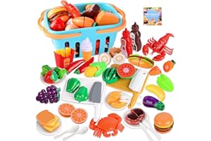FUQUN 40PCS Schneiden Spiel Lebensmittel Spielzeug, Geschnittenes Obst und Gemüse als Spielzeug Obst Kinderküche zu Spielen Schneiden Rollenspiele für ab 2 3 4 5 Jahre Weihnachten Geburtstags Geschenk