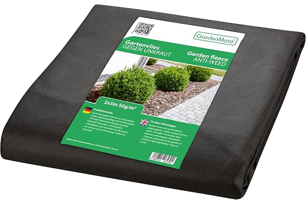 GardenMate Toile Anti-Mauvaises Herbes 2x5m en Non tissé 50g/m² - antidéchirure, Anti-UV et perméable à l'eau - 2x5 = 10m²