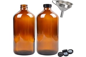 Youngever 2 Pack 1000ML Amber Glass Growlers 1000ML with Tight Seal Lids, Perfect for Secondary Fermentation, Storing Kombucha, Kefir, One Liter Glass Beer Growler