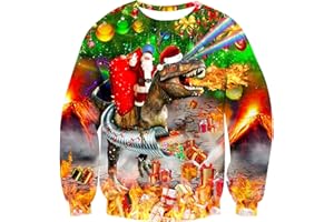 ALISISTER Brzydki świąteczny sweter z nadrukiem 3D Xmas sweter bluza zabawny sweter z długim rękawem T-shirt dla mężczyzn S-3XL