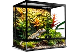 NEPTONION 43 Gallonen professionelles Glasterrarium 60cm x 45cm x 60cm, langlebiger Reptilien-Lebensraumtank, mit hitzebeständigem Rahmen aus Aluminiumlegierung