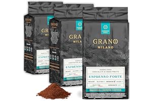 Grano Milano Ground Coffee 750g, Espresso Forte Arabica and Robusta, Medium Roast Intensity 4/5 Coffee, Made in Italy