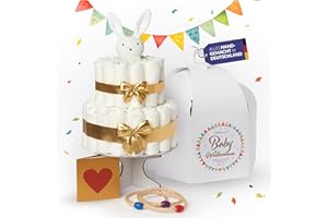 ‎GOLDPRINTZ goldprintz Windeltorte Mädchen und Windeltorte Junge - Einzigartige Baby Windeltorten mit kreativem Wurfspiel am Tortenboden als Geschenk zur Geburt für Baby UND Eltern ausgefallene Geschenke Geburt