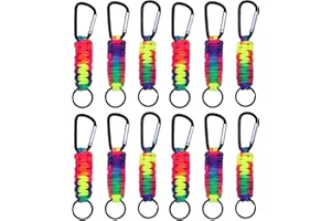 Runyu 12 Stück Paracord Schlüsselanhänger Karabiner mit Schraubverschluss Mini Karabiner Schlüsselanhänger Geflochtene Schlüsselband Clip Ring Lanyard Schlüsselringe für Outdoor Camping