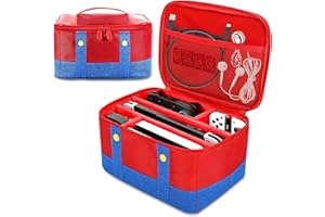 MOBUMEIA Borsa da viaggio Compatibile con Nintendo Switch 2, Custodia Fodera Morbida, Case di Trasporto per Console Switch 2, Dock Switch 2, Cartucce di Gioco e Altri Accessori, Rosso/Blu