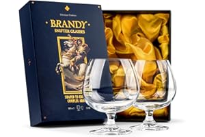 GLASSIQUE CADEAU Copas de Cristal Grandes para Brandy y Coñac | Juego de 2 | 620 ml | Vasos Gigantes de Tallo Corto | Cristalería con Forma de Globo para Beber y Degustar Brandy Large Crystal