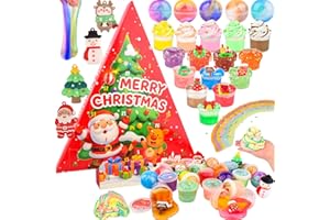 PETYUIOYU Christmas Slime Set, includs Slimes Charms, Advent Calendar Slime for Kids, Stocking Stuffers & Party Favors, Slime Kit for Classroom Rewards