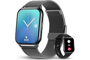 ANMI Smartwatch Damen, Fitnessuhr Tracker mit Telefonfunktion 1.96" HD Display, Uhren Fitness Tracker IP67 Wasserdicht/Pulsmesser/Blutsauerstoff/Sportuhr Aktivitätstracker für Android/iOS schwarz