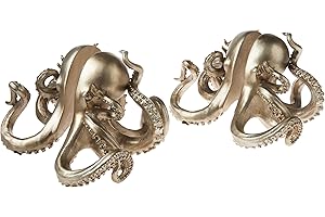 Creative Co-Op Lot de 2 Serre-Livres en résine en Forme de Pieuvre Argenté