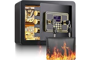 SANFNZ 25L Tresor Feuerfest Wasserdicht, Elektronischer Safe Tresor Mit Feuerfest Wasserdicht Geldtasche, Digital Tresor für Zuhause Mit Herausnehmbares Regal, Möbel Safe für Geld Dokumente