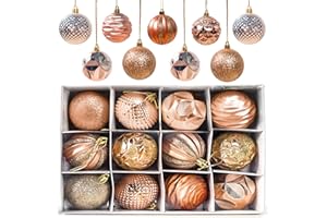 Gxhong Bolas de Navidad, 12 Piezas de Adornos de decoración de árboles de Navidad, Adornos de Navidad Bolas de árbol de Navidad Brillantes y Mate ∅ 6CM (Dorado)