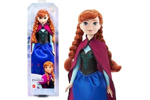 Mattel Disney Frozen Anna modedocka i Frozen 1-look | Rörlig docka i klassisk reseoutfit med cape, kjol, stövlar och fläta, inspirerad av Disney Frozen, HLW49