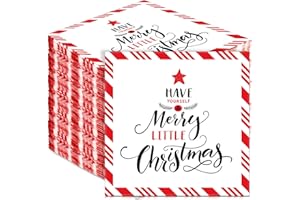 Tenare 100 Pcs Christmas Napkin Decorative Decoupage Merry Christmas Serviettes 13 x 13 Inch Disposable Paper Napkin for Xmas Winter Holiday Party Restaurant Home Supply(Words Style)