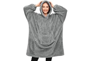 Tuopuda Felpa Donna Coperta con Maniche Felpe Plaid con Cappuccio Oversize Coperta Indossabile in Pile Pullover Blanket Hoodie Sherpa Fleece Felpa Gigante con Cappotto Pigiama Invernale