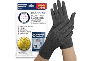 DR. ARTHRITIS Tutore Tunnel Carpale a Compressione Ideato da Medici – Guanti per Artrosi alle Mani – Tutore Mano Destra e Sinistra per Alleviare Intorpidimento, Gonfiore e Infiammazioni (Grigio, 1 Paio, Taglia M)