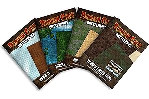 Dungeon Craft Battlemaps Board Game, Battle Mat for Dungeons and Dragons, Double-Sided Gloss Laminated DND Mat, Wet and Dry Erase Board, Table Top Games, 24"x33"/1" Grid (Set of 4)