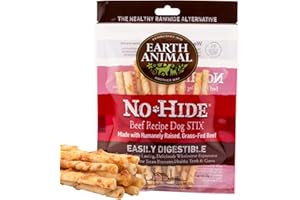 Earth Animal No Hide Dog Chew – Friandises durables en Cuir Brut pour Chien – Stix, bœuf (45 g)