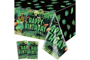 QUERICKY 2 Pack Reptile Birthday Tablecloths, 130x220cm Reptiles Snake Lizard Alligator Turtle Table Cover, Jungle Swamp Wilderness Decorations for Kids Boys Birthday Party Decor Supplies
