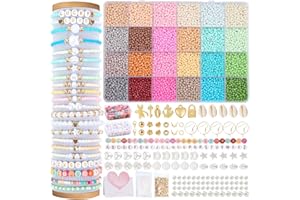 Perlen Set für Armbänder zum Selbermachen, WLIAGYE DIY Bastelset Erwachsene & Kinder mit 12000+ Glasperlen Buchstabenperlen und Perle, Perlenarmband Kit, Hochwertige Perlen für Armbänder & Schmuck