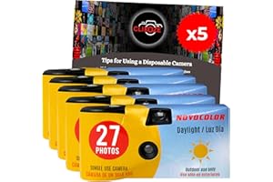 Pacchetto di fotocamere usa e getta con fotocamera Novocolor Daylight Monouso, 27 esposizioni e scheda di suggerimenti per fotografia Clikoze (5 fotocamere)