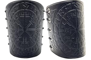 HiiFeuer Viking Vegvisir Embossed Leather Arm Armor 3 Colors LARP Gauntlet Leather Armor Bracer
