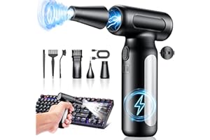 ZARM DUST Compressed Air Duster-200000RPM Super Power Cordless Electric Air Blower Duster, USB Rechargeable Durable 3-Gear Adjustable Dust Blower Cleaner for PC, Keyboard, Outdoor, House and Car(Silver)