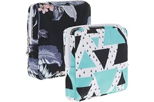 Amaxiu Sanitary Napkin Storage Bags, 2pcs Waterproof Travel Menstrual Pad Pouch with Zipper Mini Tampons Holder for Purse Period Nursing Pad Holder for Women, Girls, 5.1" x 5.1" (Pattern E)