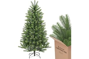 SALCAR Künstlicher Weihnachtsbaum 120 cm – Aus 100 % PE mit runden Nadeln – Zartgrün – Naturgetreue Optik – Metallständer – Für Innenbereich