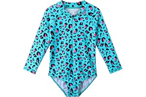HUAANIUE Girls Swimsuit Long Sleeve 1pcs Swimwear UPF 50+ UV Sunsuit with Zipper 4-12Y Swimming Clothes Summer Bathing Sportswear