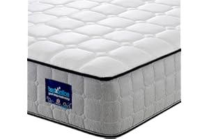 BEDZONLINE Orthopaedic Memory Foam & Spring Mattress - 4ft6 Double (190 x 135 x 20 cm) | Ergonomic Pressure Relief | Thick Medium Firmness & Open Coil Sleep Support | UK Made & Hypoallergenic