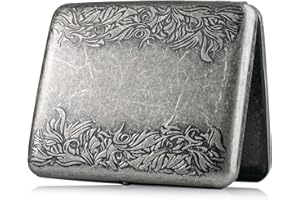 OHAODUO Srebrna papierośnica w stylu retro, vintage, metalowa, na 20 papierosów, stal nierdzewna, 20 papierosów, dla mężczyzn i kobiet (liangbianyezi)