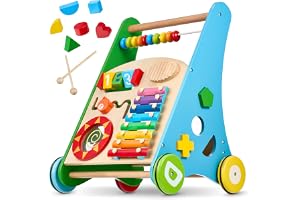 Balinco LEARNING WAGON WOOD, 3 i 1, inlärningsleksak + musikleksak + gåstol för baby från 6 månader
