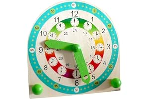 Hess Holzspielzeug 14659 - Stand Kinderlernuhr aus Holz, ca. 18 x 18 x 2 cm