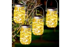 MZJAUVF Pack of 4 Solar Lights for Outdoors, 30 LED Solar Mason Jar Light, Solar Lamp IP65 Waterproof Solar Lights, Hanging Solar Lights for Outdoors, Solar Lights for Outdoors, Garden, Balcony