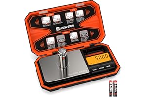 UNIWEIGH Digitale Taschenwaage 200g/0,01g Feinwaage, Digitale Waage, Tragbare Mini-waage, Schmuckwaage, Küchenwaagen, Münzwaage,Goldwaage, Grammwaage Scale mit 50g Kalibriergewicht -Orange