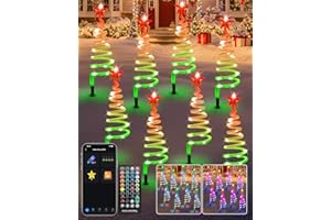 AVATAR CONTROLS 8 Pcs Smart Christmas Pathway Lights Outdoor Mains Powered - APP Control Spiral Trees DIY 16M Colour Changing LED Walkway Lights with Music Sync, Timer, Connectabe Waterproof Light for Garden Decor