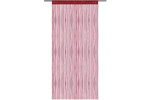 Bestlivings Fadenvorhang mit Stangendurchzug, Gardine in Lurex-Optik, Dekoartikel in vielen Farben und Größen (rot - Bordeaux / 90x200 cm)