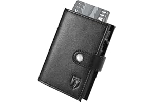 TENBST Portafoglio Uomo Slim | Porta Carte di Credito con Protezione RFID | Portamonete Compatto con Scomparto per Banconote | Portafoglio Uomo Piccolo con Scatola Regalo Elegante | Nero