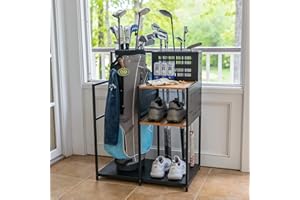 Teal Triangle Freestanding Golf Club Organizer, Stylish Heavy Duty Garage Storage Floor Stand, Holds Golf Bags Shoes Clubs Balls and More