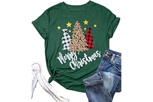 SUWATOIN Christmas T-Shirts for Women Xmas Tree Shirt Short Sleeve Casual Holiday Shirts Top