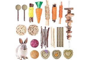 WIYETY 18 Pièces Jouets à Mâcher pour Petits Animaux - Lapins, Hamsters, Cochons d'Inde, Chinchillas - Jouets Molaires pour Rongeurs