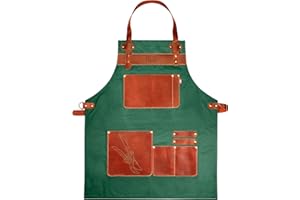 FELCO 490 Gartenschürze - Büffelleder & Canvas - Verstellbar - Praktische Taschen - 730mm Länge - 463g - Professionelle Qualität für Gärtner