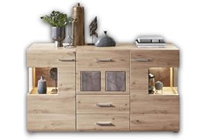 ‎STELLA TRADING Stella Trading SPIDER PLUS Sideboard in Artisan-Eiche Optik, Caspio - Moderne & ausdrucksstarke Kommode für Ihren Wohnbereich, 170 x 94 x 42 cm (B/H/T)