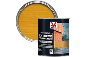 V33 Extreme Protection Woodstain Light Oak 750ml | 12 Year Guarantee | Anti-Humidity Barrier | with UV Filters | Resistant to Temperature Variations | Reinforced Resin Formula | Only 2 Coats Needed