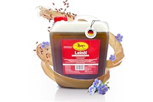 Scheidler horse-direkt Leinöl für Pferde, Hunde & Katzen 10 Liter – Mühlenfrisch kaltgepresstes Leinsamenöl ohne Zusätze – Reich an Omega 3 & 6 für Fellwechsel/Barf Öl – Aus Deutschland