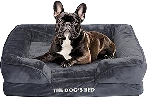 THE DOG'S BALLS The Dog’s Bed, Orthopaedic Standard Foam Waterproof Dog Bed with Standard Support, Medium Grey Plush, Waterproof, Supportive Dog Bed with Replaceable Covers, Veterinary Approved