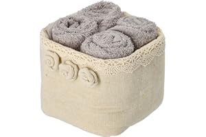 CASATESSILE CASA TESSILE Badezimmer-Lavette mit Stoffkorb-Set 4 Stück. Rosen Kleine Handtücher für Gäste. - Tortora