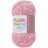 Furrier Han &ldquo;Happy Mora&rdquo; Clear Metallic Dot Hand Knitting Lanyard - Medium Thickness, 180 m/100 g, Vibrant Color Transitions & Sparkly Sim De